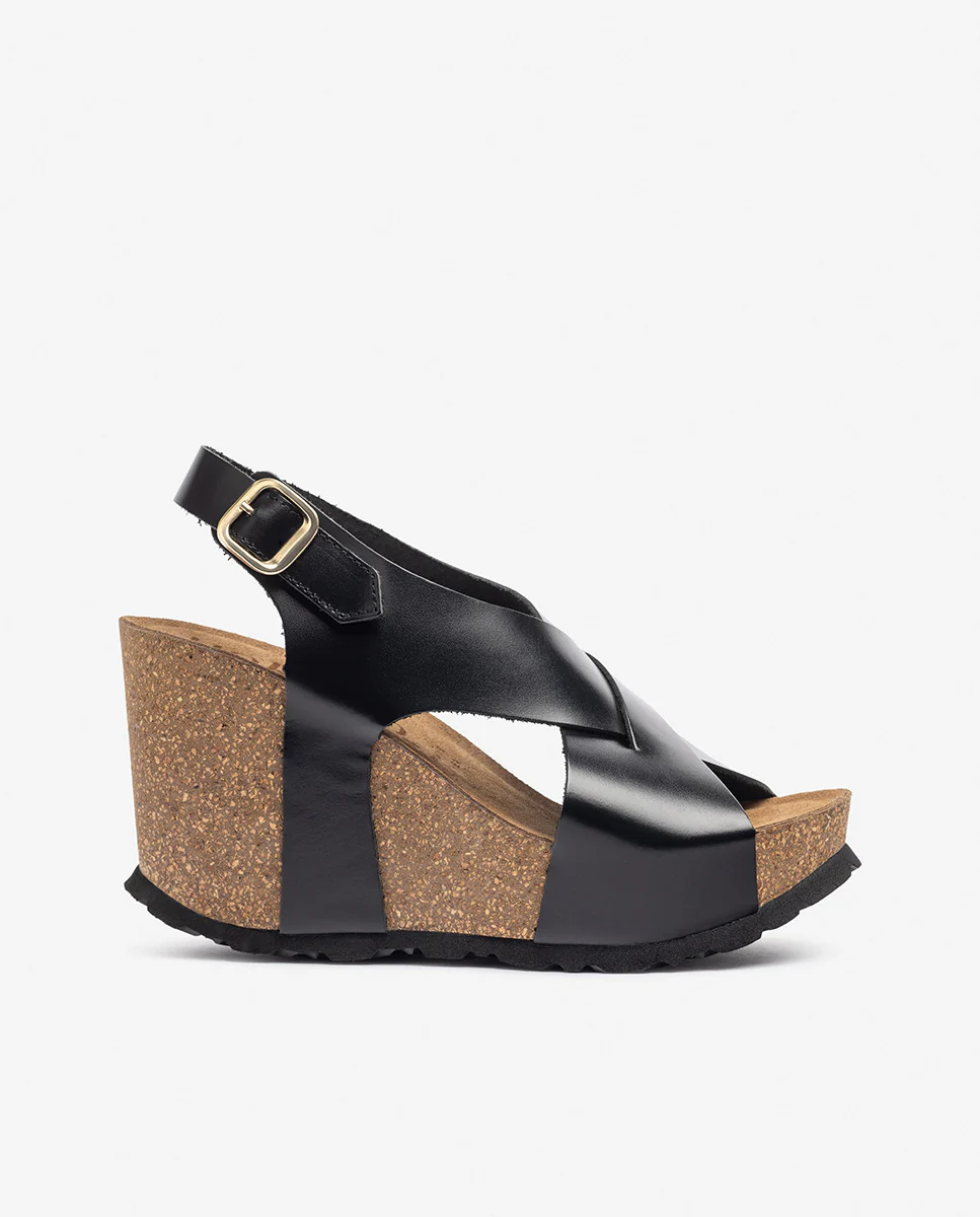 Sandalia de cuña CORFU-250 negro