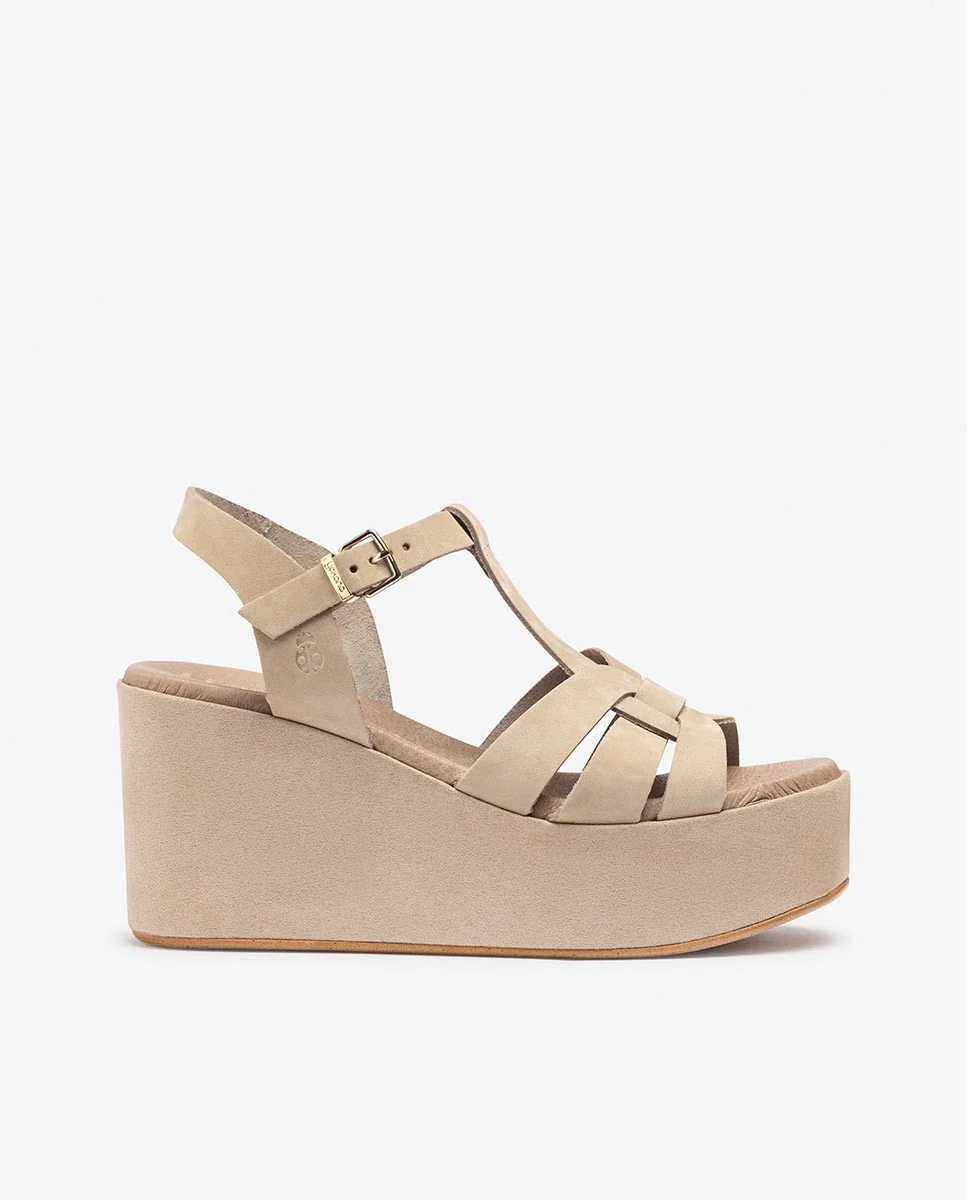 Sandalia de cuña LANZAROTE-002 beige
