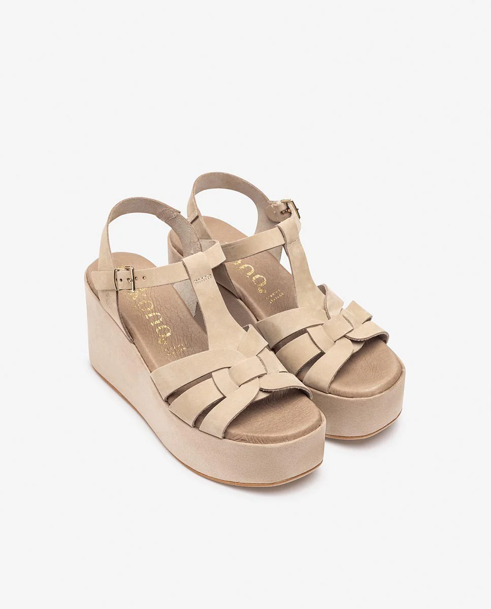 Sandalia de cuña LANZAROTE-002 beige - Image 3