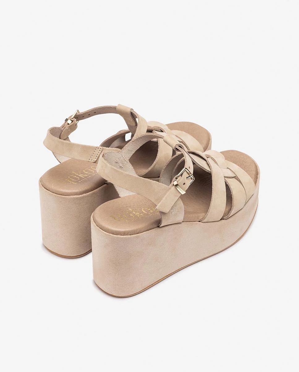 Sandalia de cuña LANZAROTE-002 beige - Image 4