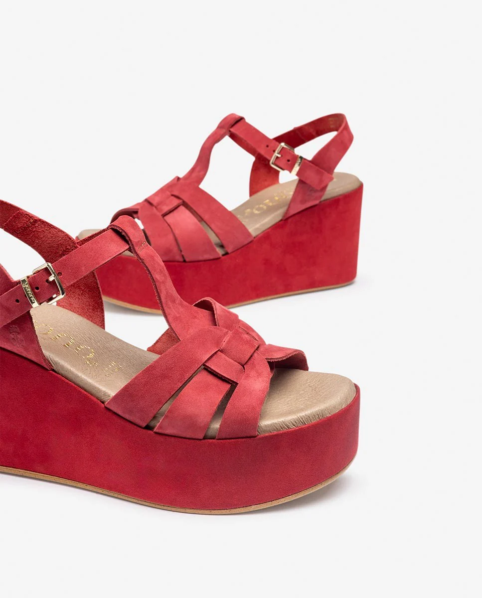 Sandalia de cuña LANZAROTE-002 rojo - Image 6