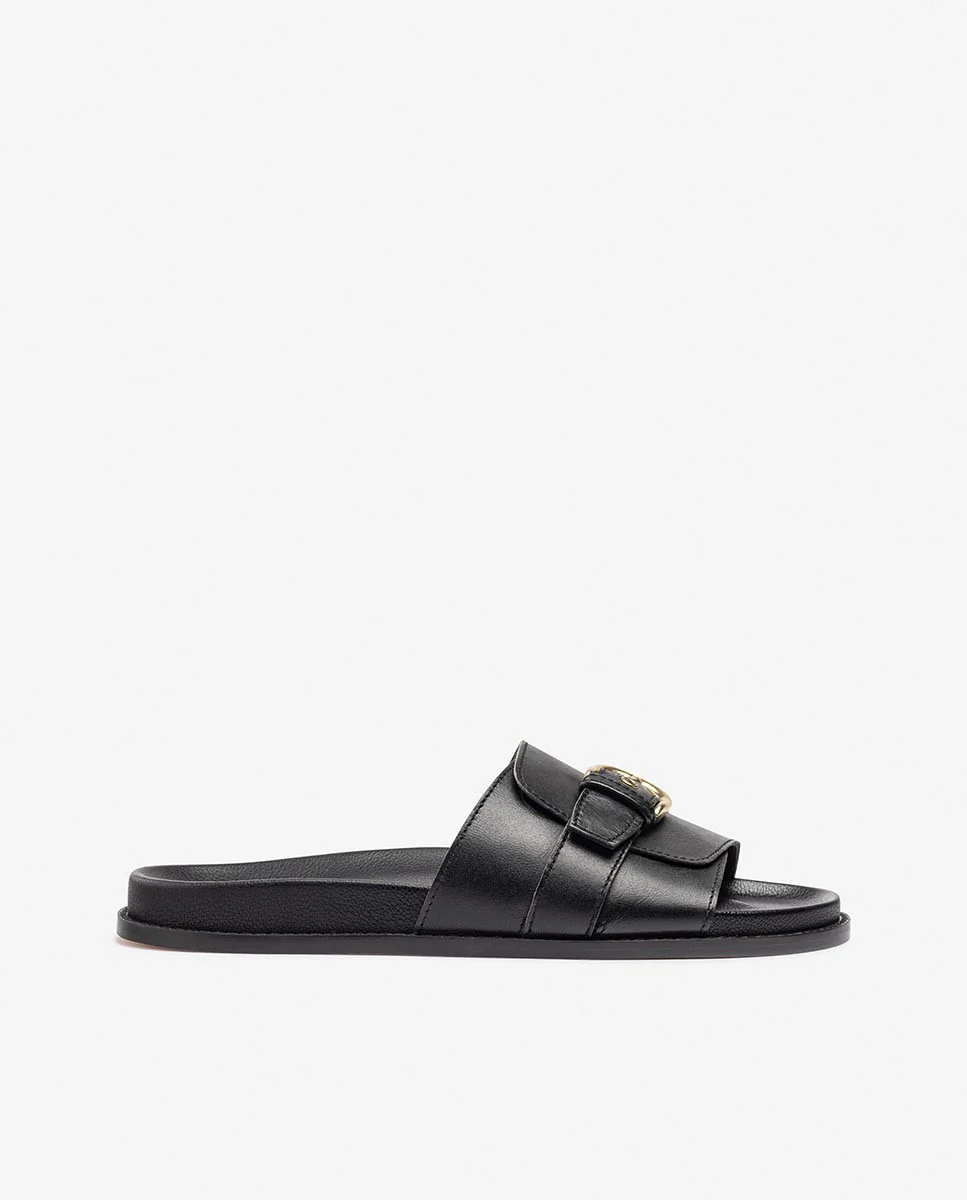 Sandalia plana LEO-301 negro