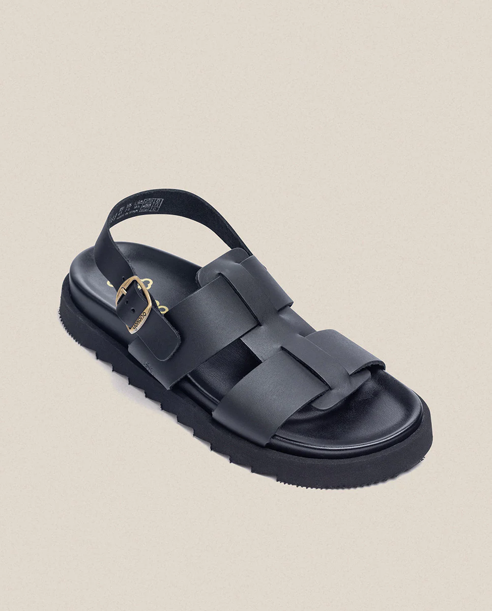 Sandalia plana Man 002 negro - Image 5