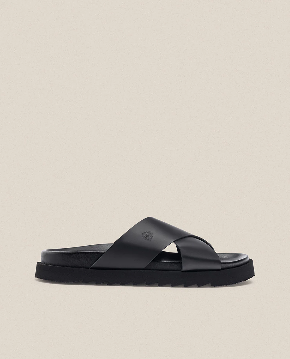 Sandalia plana Man 003 negro